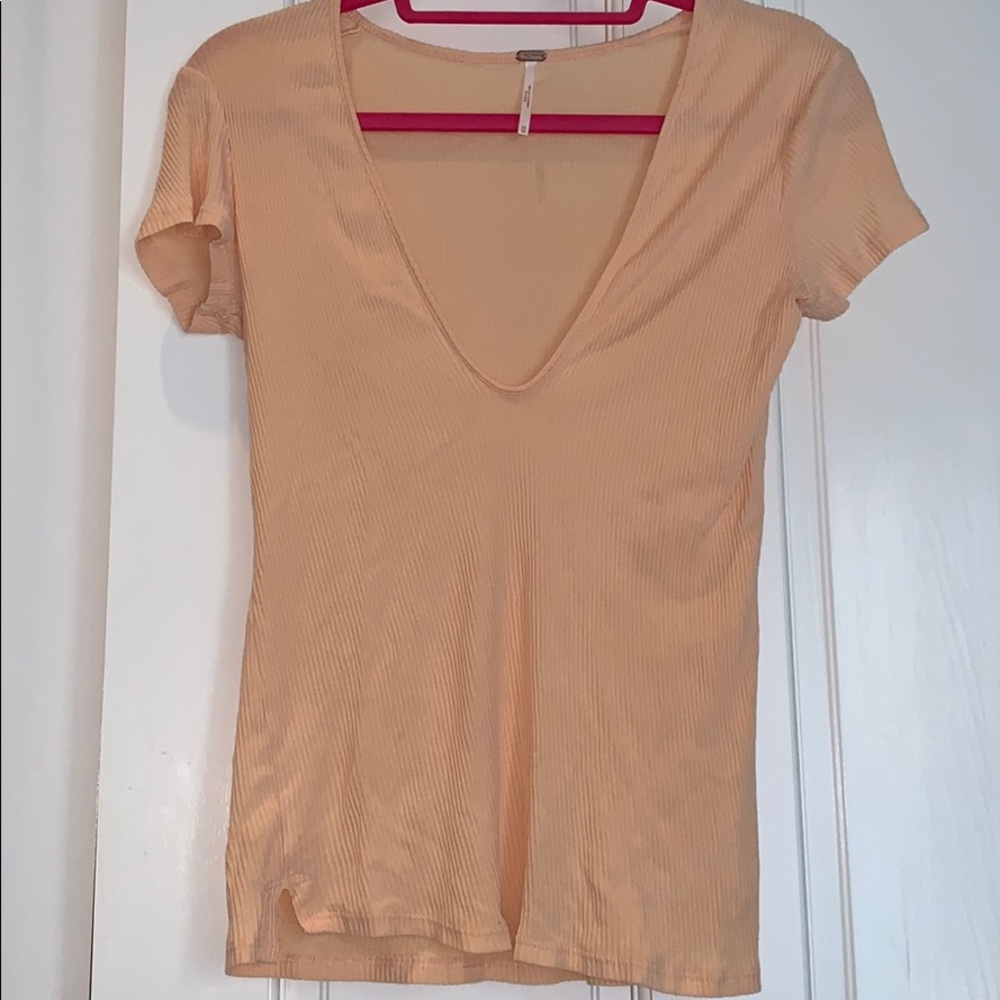 Free People orange deep v tee